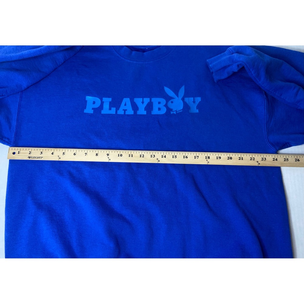 Playboy Mens Crewneck Sweatshirt Royal Blue Tonal Logo Graphic Fleece XL - Picture 5 of 9